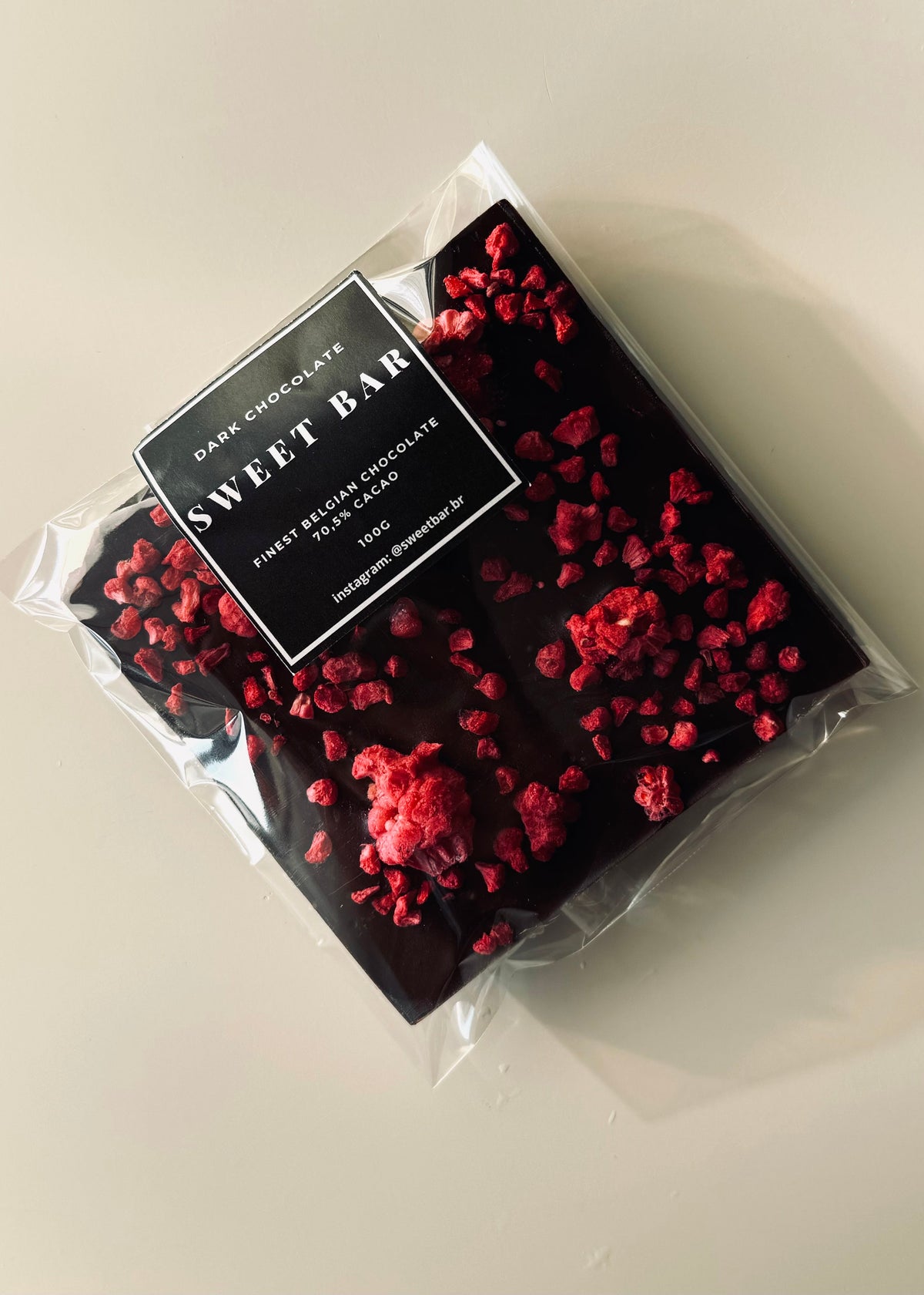 Chocolate Amargo 70,5% com Framboesa Liofilizada