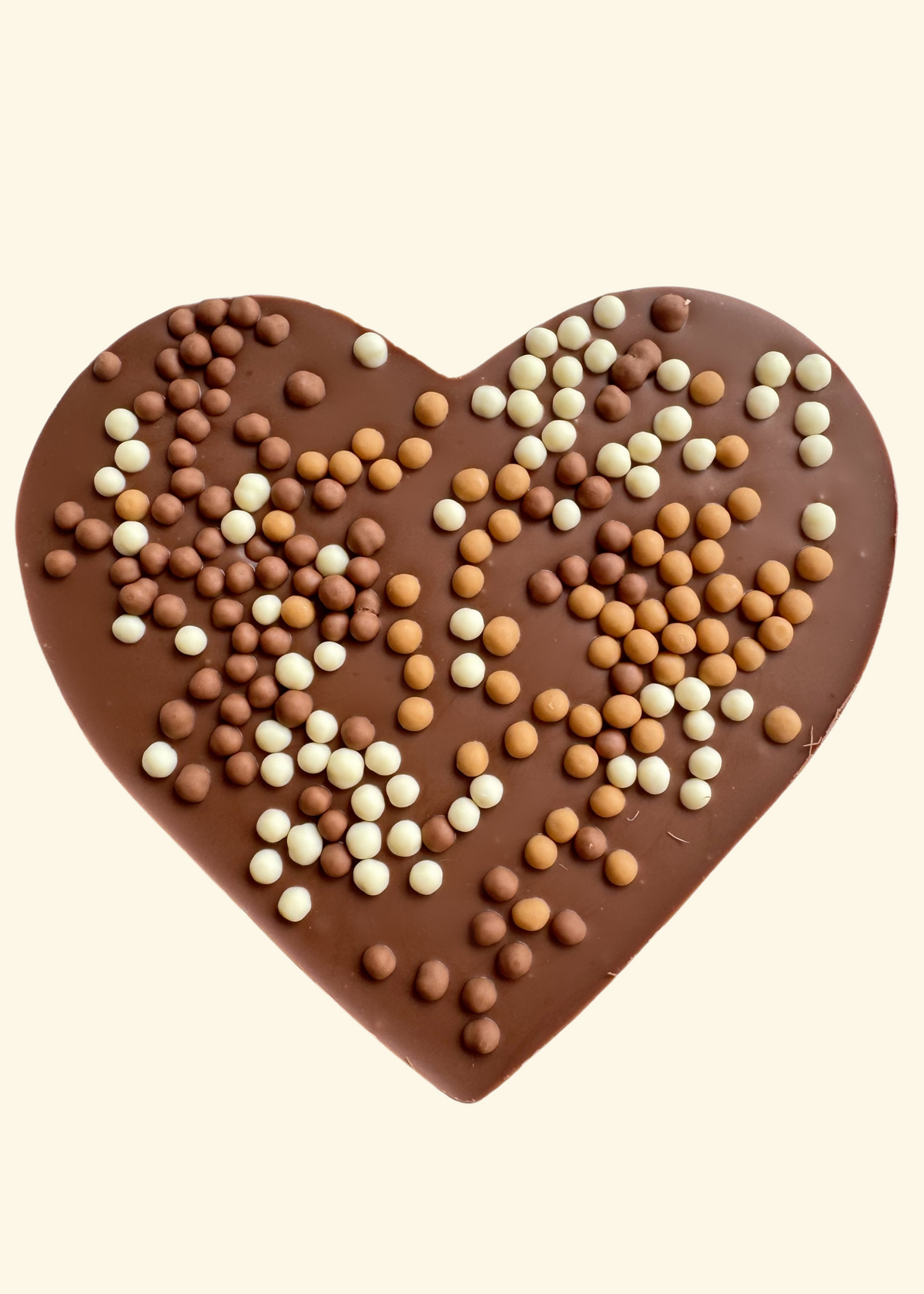 Barra de Chocolate ao Leite em Formato de Coração com Crispearls