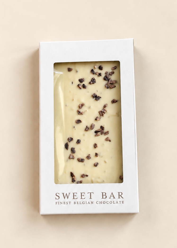 Chocolate Branco com Nibs de Cacau