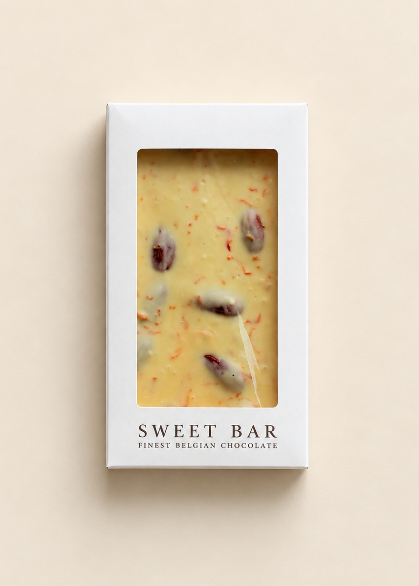 Chocolate Branco com Amêndoa e Raspas de Laranja