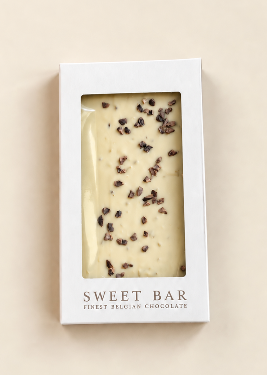 Chocolate Branco com Nibs de Cacau