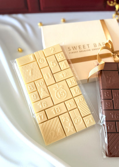 Detalhe da barra de chocolate branco da Caixa Premium Creme Sweet Bar